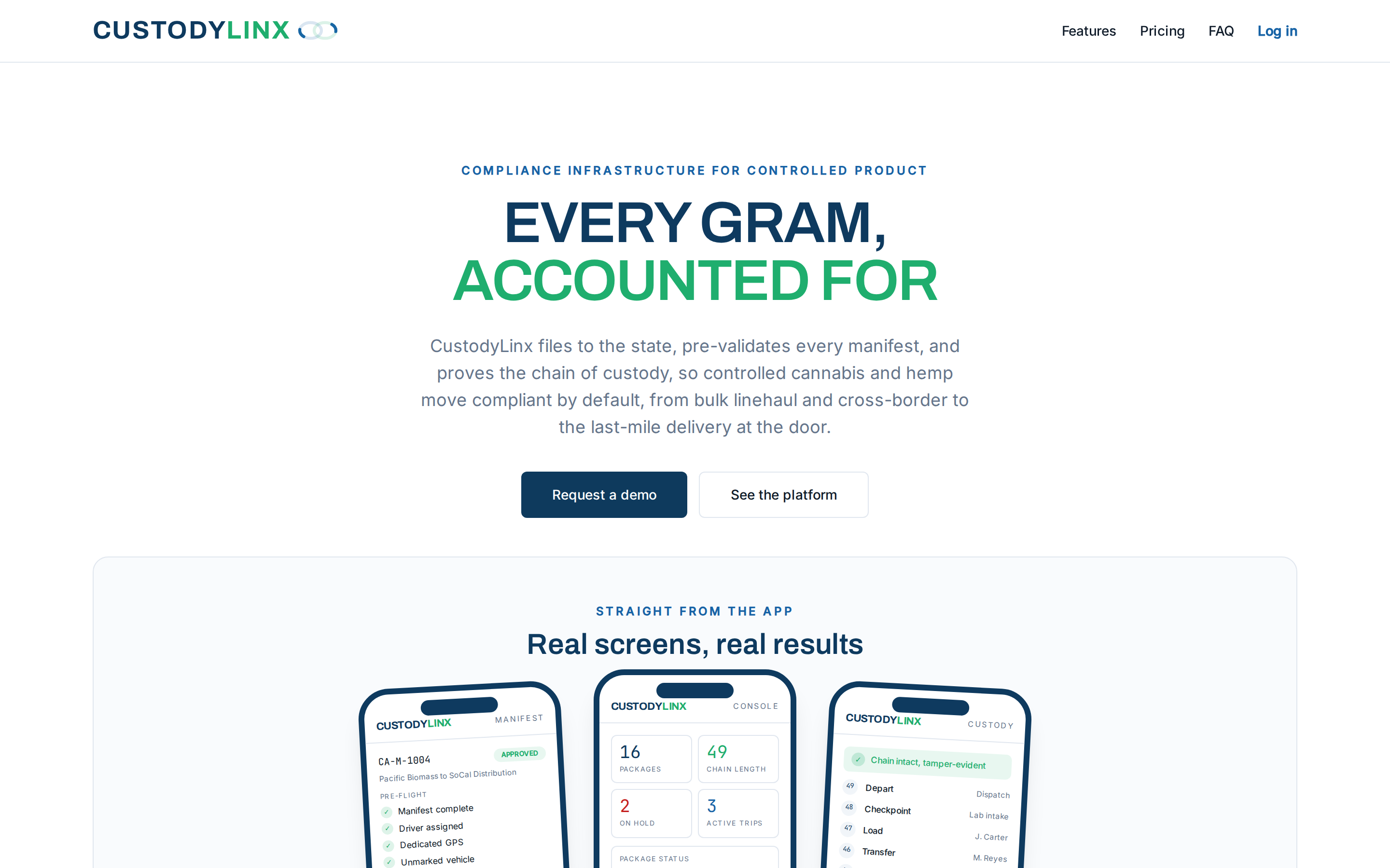 CustodyLinx product screenshot